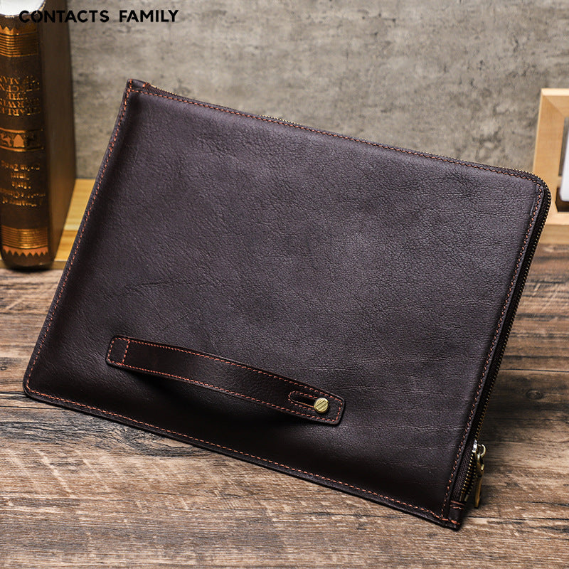 Genuine Leather Laptop Sleeve for MacBook Pro 13” – Coffee Brown with Carry Handle