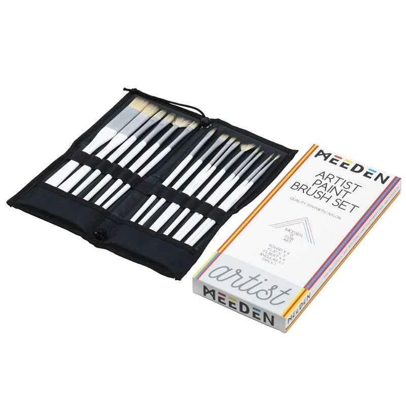MEEDEN Artist Acrylic Paint Brushes 15 Piece with Carry Case