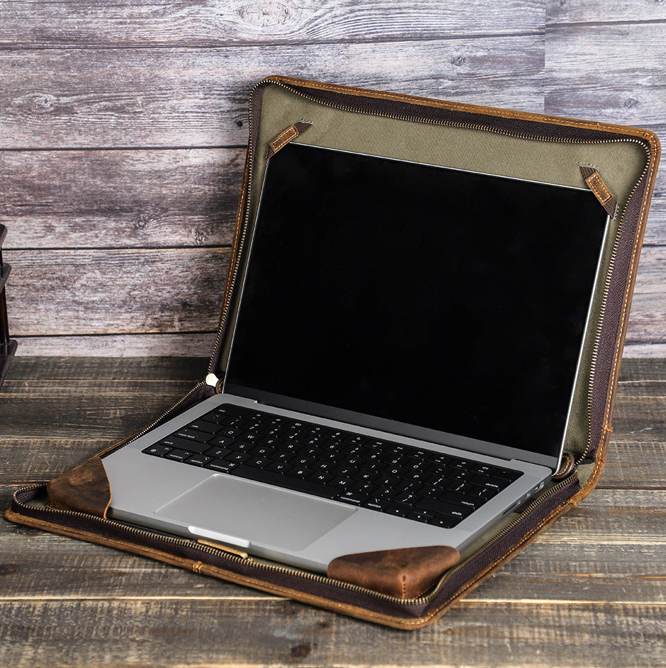 Leather Laptop Bag for MacBook Pro 16” & 15.4” Handheld Carry Case & Protective Sleeve