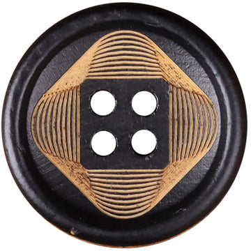 Black Round Wood 4-Hole Decorative Buttons 30pcs for Coats Cardigans Crafts