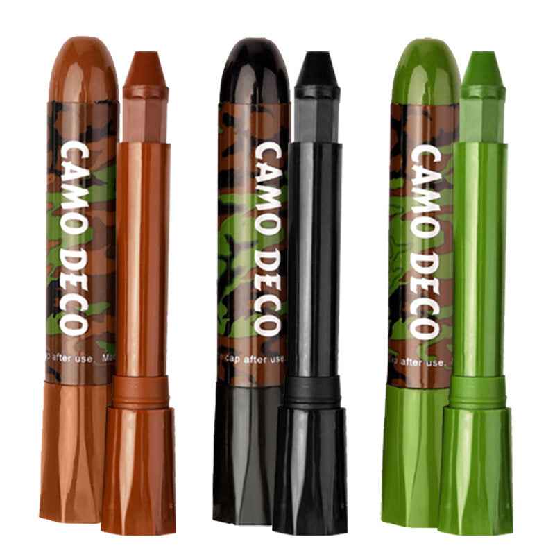 6PCS Camo Face Paint Stick Black Green Brown 3 Color