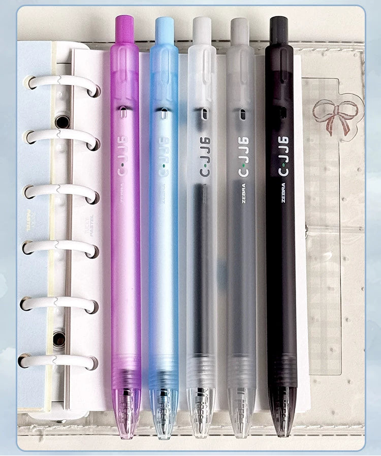 ZEBRA JJ6 Frosted Limited Edition Gel Pens, 0.5mm Quick-Drying Black Ink, 5-Pack