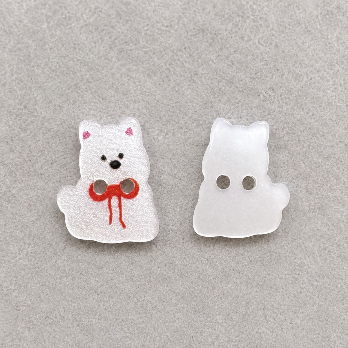 15mm Cute White Puppy Dog Resin Buttons for Children's Clothing 50pcs