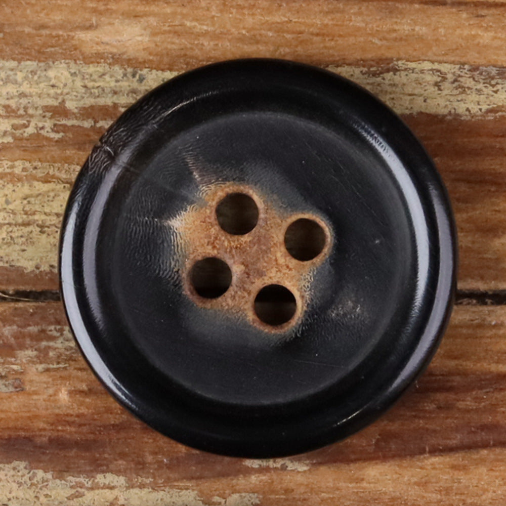 Black Natural Handmade Horn Buttons 4-Hole for Coat & Jacket | Pack of 20 3