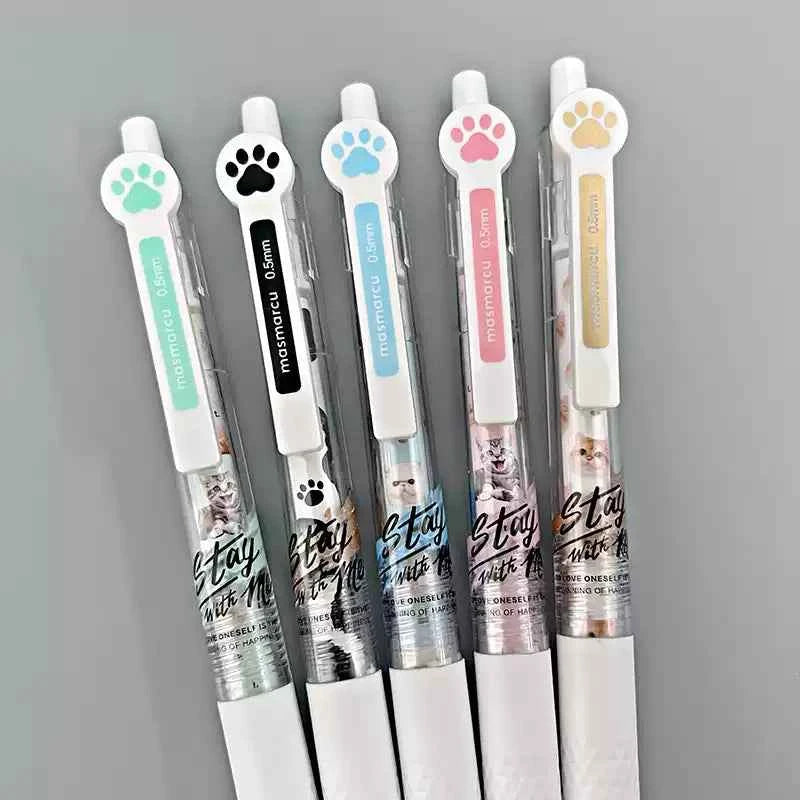 Kawaii Cat Gel Pen 0.5mm Black Ink Ballpoint Pens 10 Pack