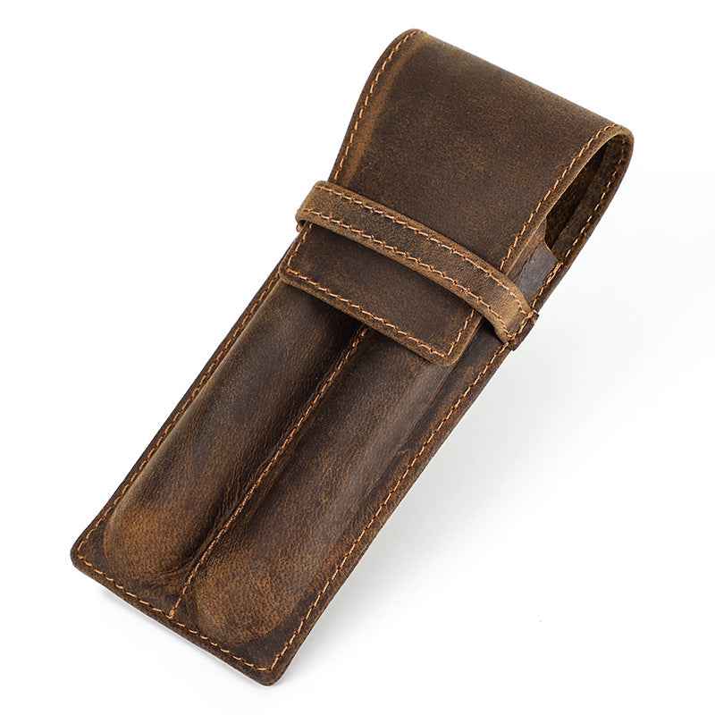 Genuine Leather 1/2/3 Slots Fountain Pen Holder Case 2 Slots