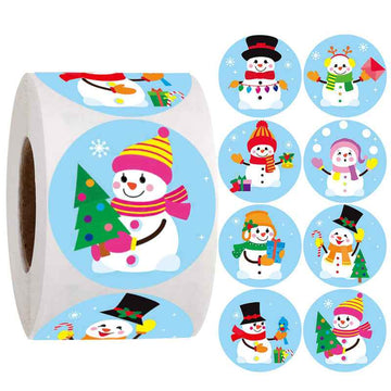 500 autocollants d'hiver mignons bonhomme de neige, 1,5 pouces