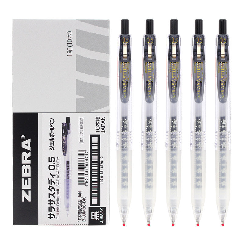 Zebra JJM88 Sarasa Study Stylo à bille gel 0,5 Noir 10 pièces