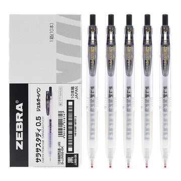 Zebra JJM88 Sarasa Study Stylo à bille gel 0,5 Noir 10 pièces