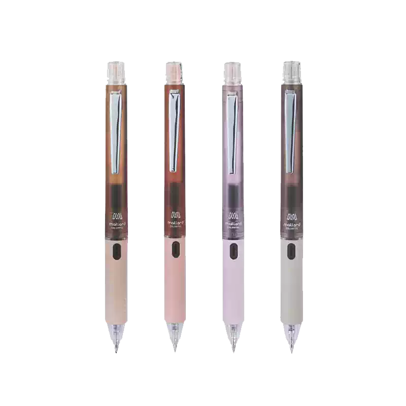 Penac Maillard-Tone Gel Pens, 0.5mm Black Ink, Twist Mechanism, 4-Color Body Set of 4