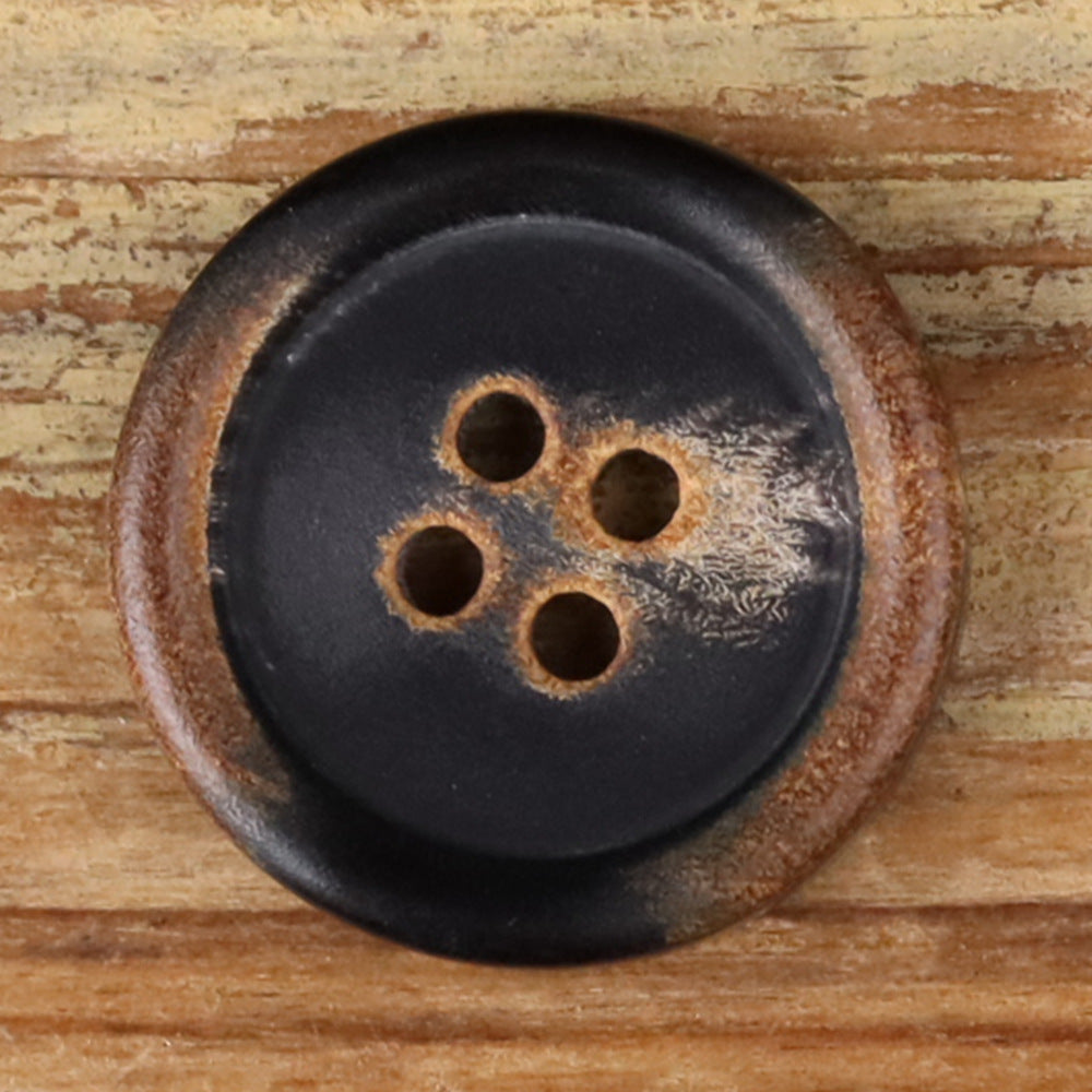 Black Natural Handmade Horn Buttons 4-Hole for Coat & Jacket | Pack of 20 5