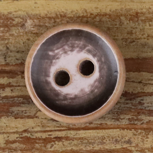 11.5mm Iridescent Wood Round 2-Hole Buttons – Set of 30 Black Grey