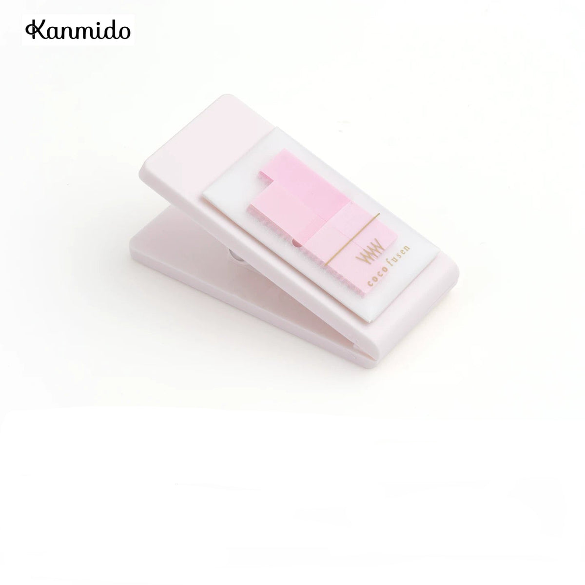Kanmido Miniclip Coco Fusen MY FAVE Clip Sticky Note Dispenser | Refillable Index Tabs | 2 x 30 Sheets Pink