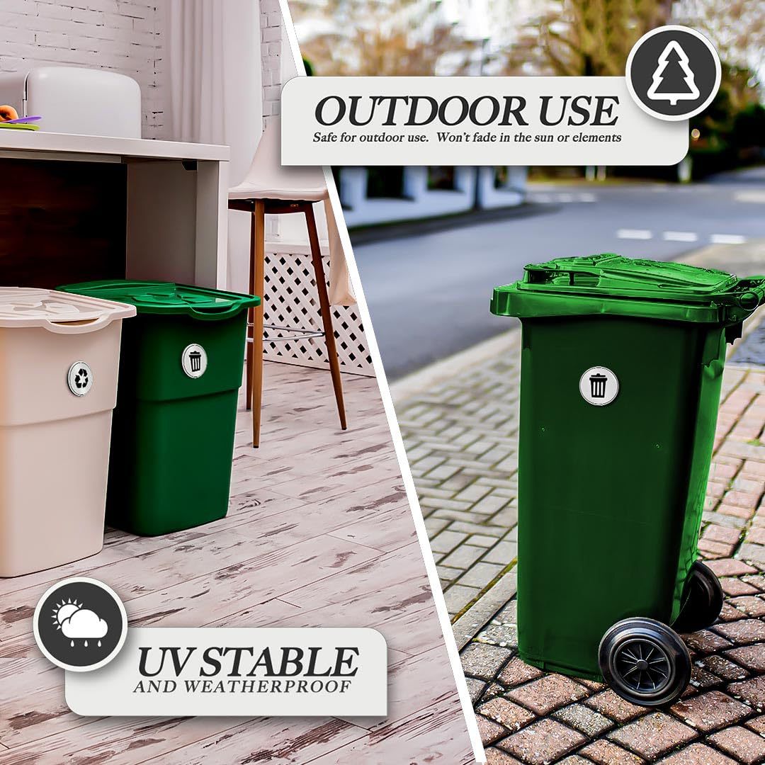 10PCS Trash and Recycle Stickers 3x3 Inch Round UV Stable Weatherproof