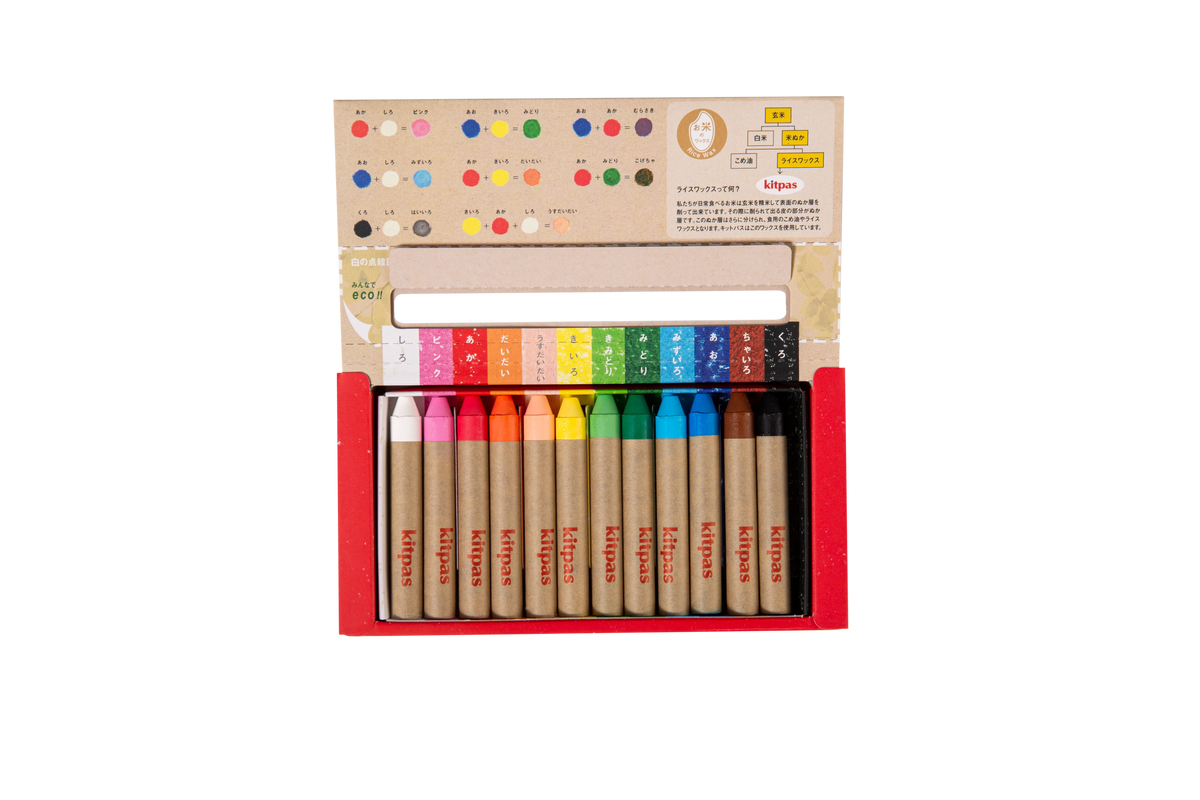 Kitpas Rice Bran Wax Art Crayons - 6/12/16/24 Colors 12 Color