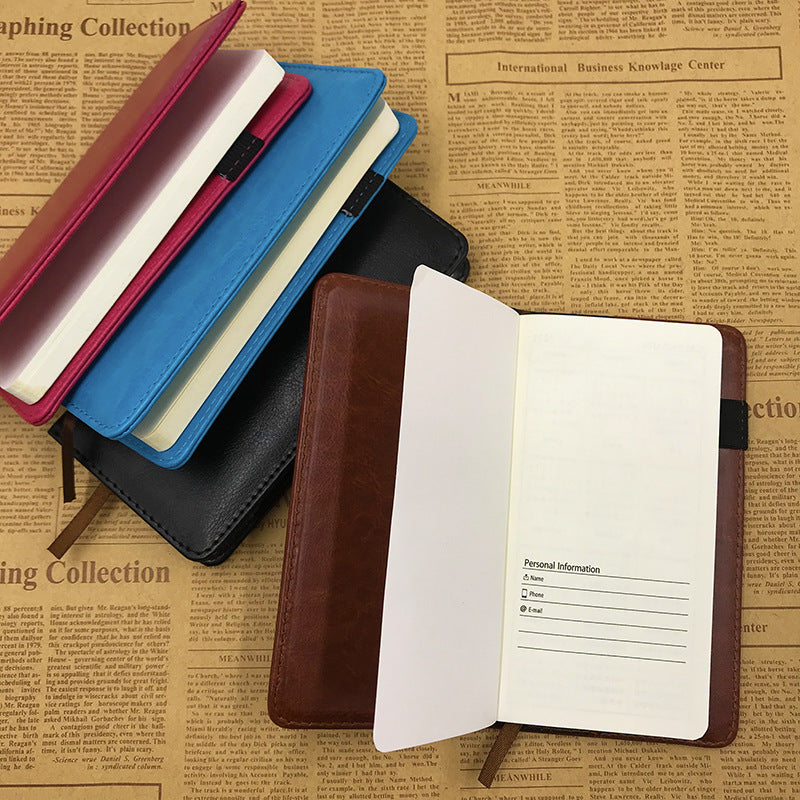 A6 Weekly Planner Notebook with Metal Gel Pen PU Leather Cover, 100 Sheets