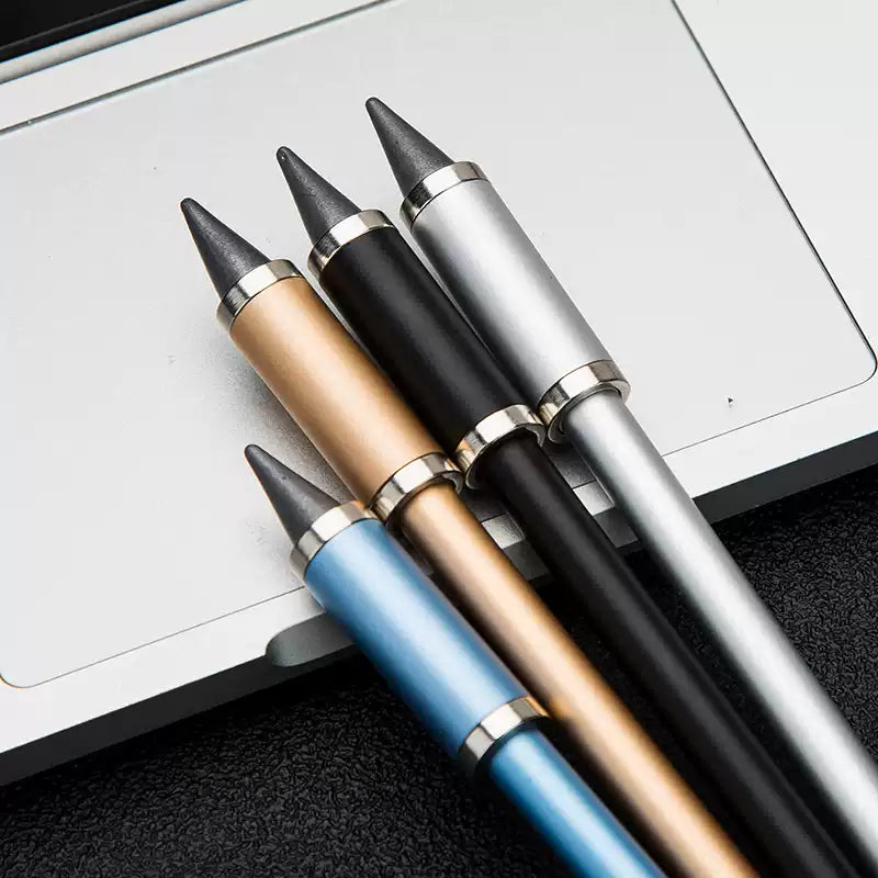 GNASEET Inkless Eternal Pen – Magnetic Fidget Cap, Metal Body | 148x7.5mm | Gold / Silver / Blue / Black