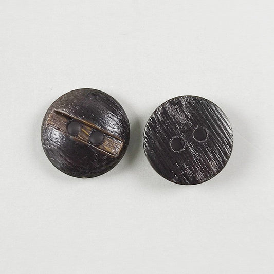 12.5mm Natural Wood Buttons Brown Vintage Grooved Round 2-Hole 40pcs