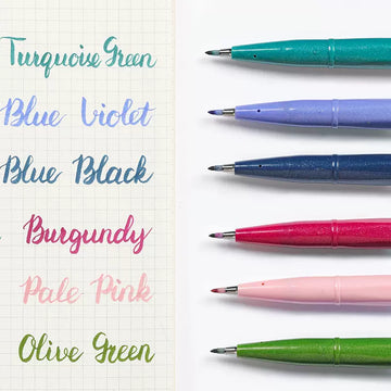 Pentel Fude Touch Sign Pen, Filzstift wie Pinselstrich, 6er-Pack