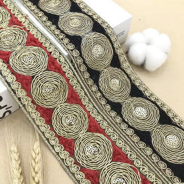 10 Yards 6.5CM Wide Miao Ethnic Circle Embroidery Lace Trim