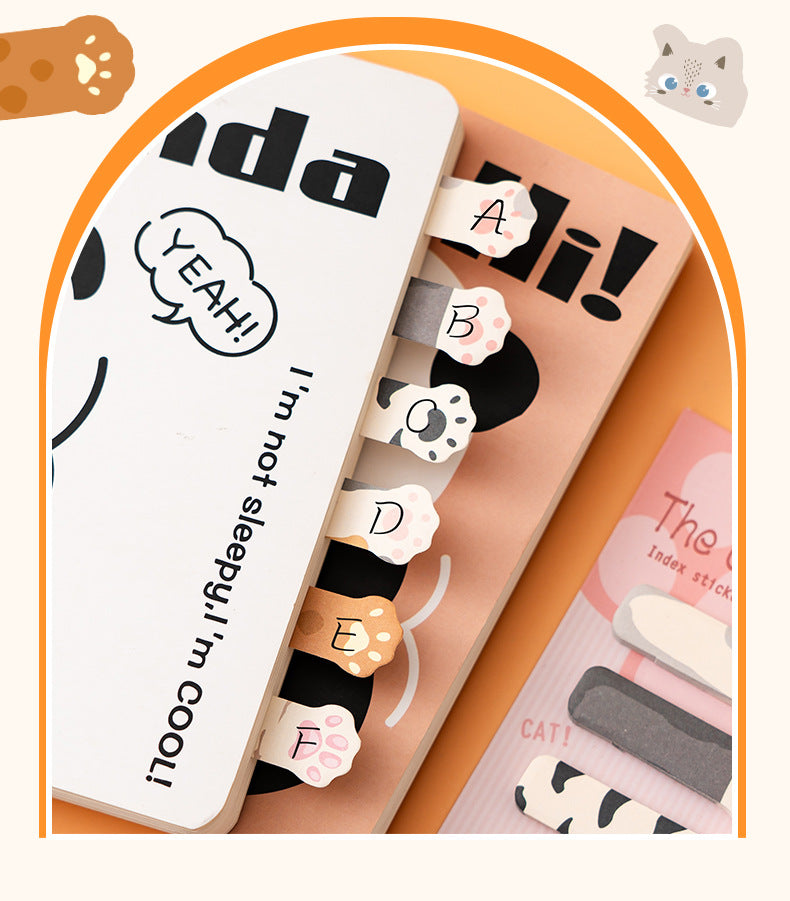Cute Cat Sticky Notes & Index Tabs Set Kawaii Memo Pads,8-Pack