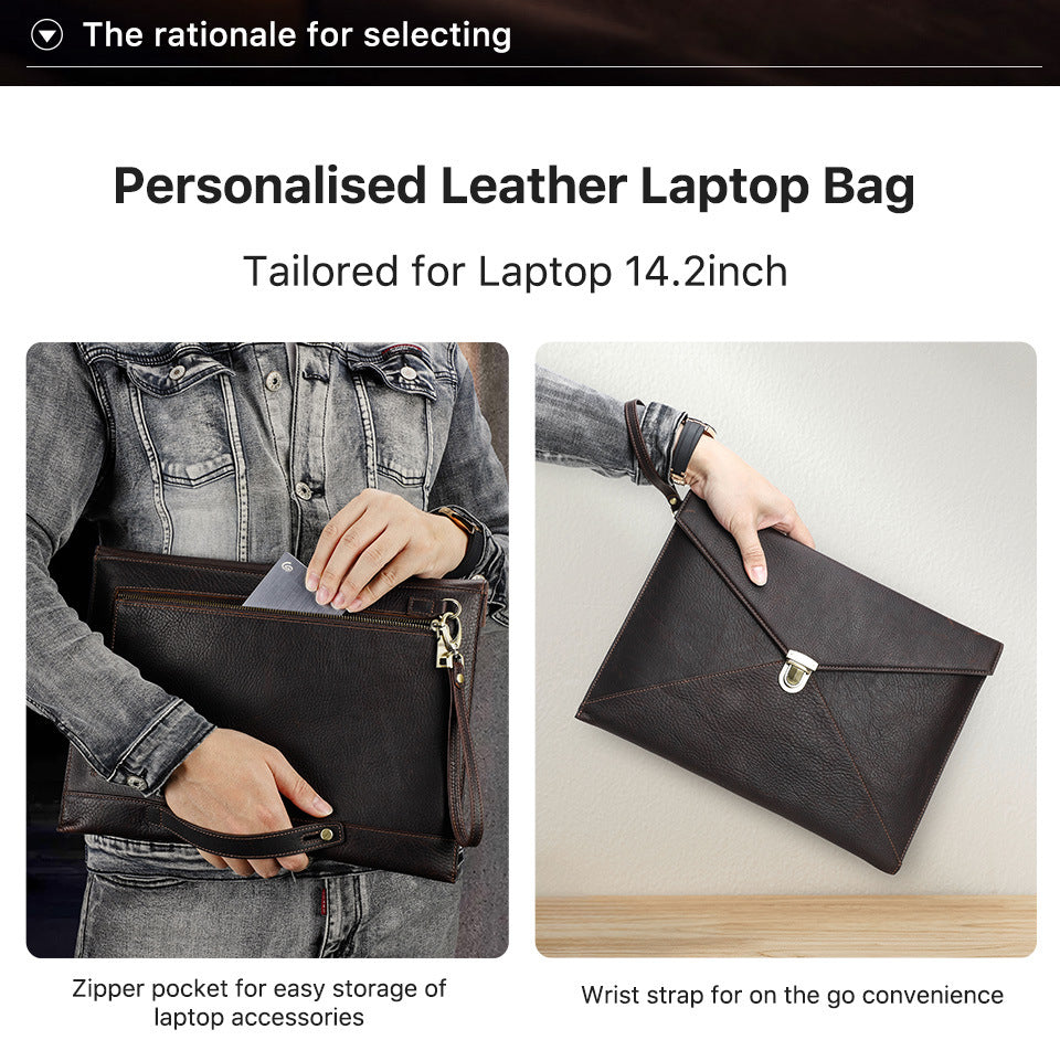 Genuine Leather Envelope Sleeve for MacBook Pro 14.2” Laptop Inner Bag