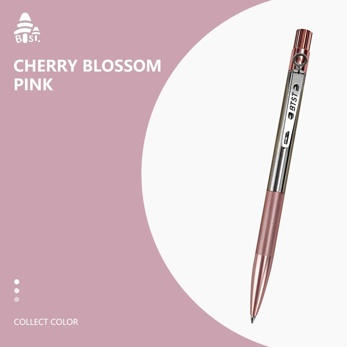 BTST Classic All-Metal Ballpoint Pen Twist Retractable,0.7mm Black Ink Pink