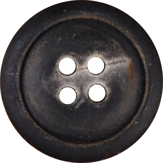 Ash-Fired Black Natural Horn Buttons 4-Hole | Pack of 20