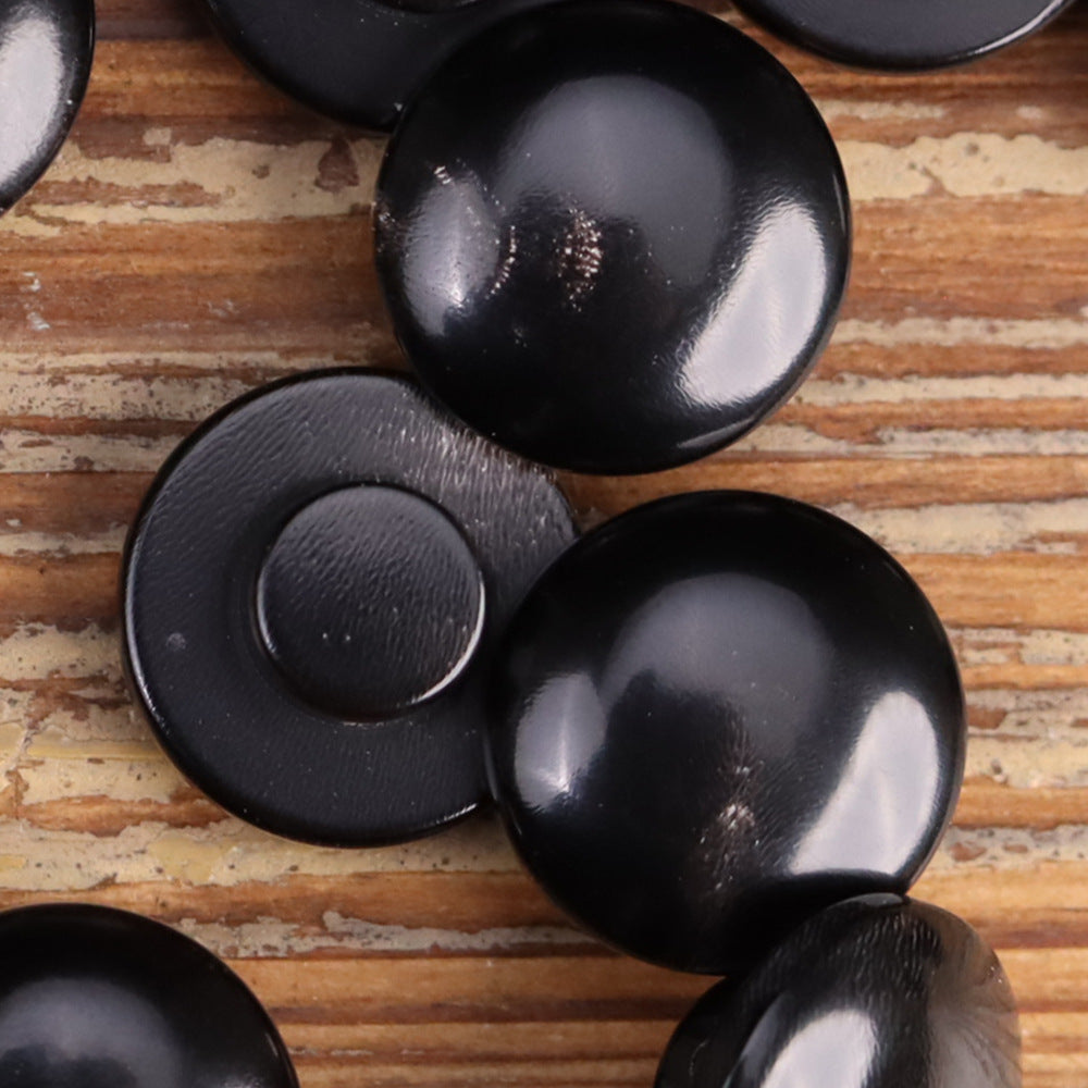 12.5mm Natural Horn Round Buttons for Qipao Cheongsam – 20pcs Black