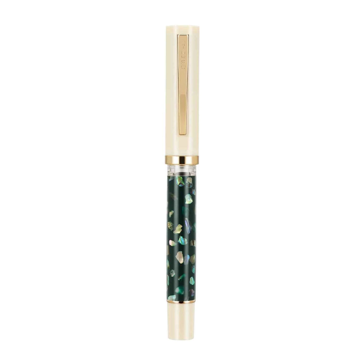 Jinhao 58 Fountain Pen, Iridium Nib with Shell Carving Ivory White (Green Shell)