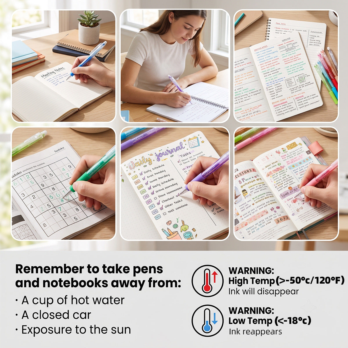 12-Color Glitter Erasable Gel Pen Set | 1.0mm Retractable, Heat-Sensitive Quick-Dry Ink