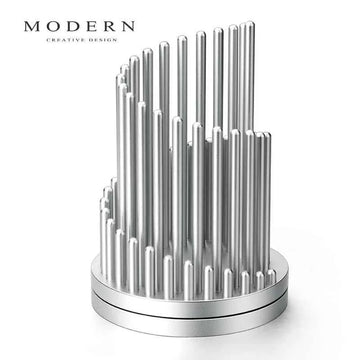 Modern Aluminum Rotating Stress‑Relief Pen Holder Silver