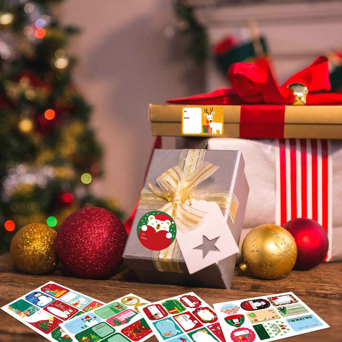 216 stuks kerstlabel van en naar stickers voor het inpakken van geschenkdozen
