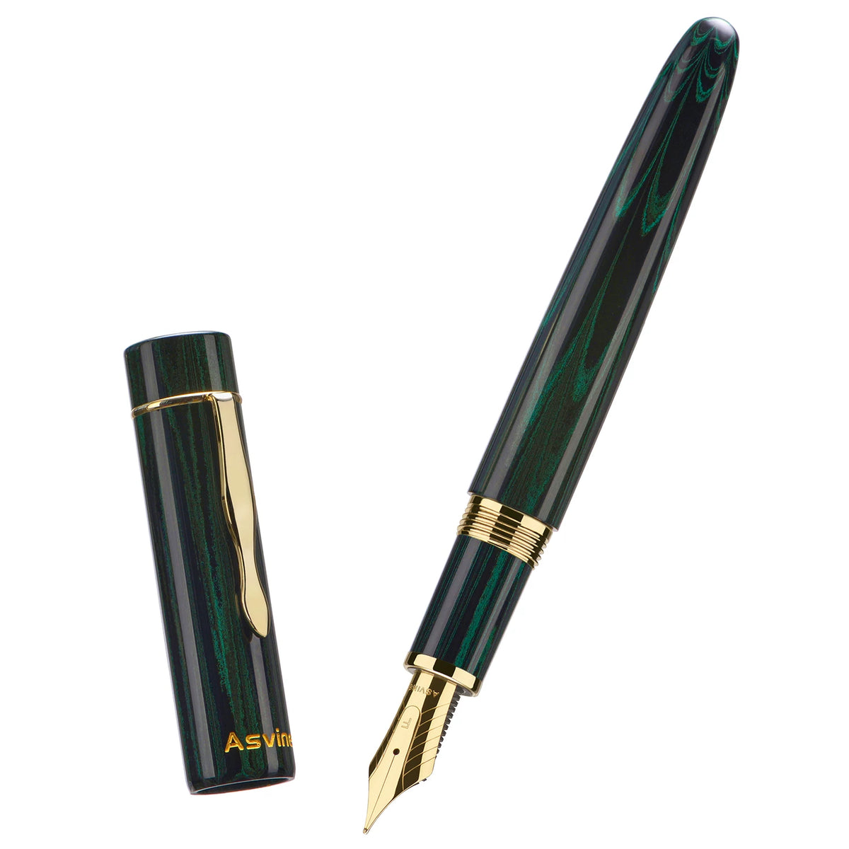 Asvine C2000 Cumberland Hard Rubber Fountain Pen | Oversized #8 Nib | Vintage Luxury Dark Green