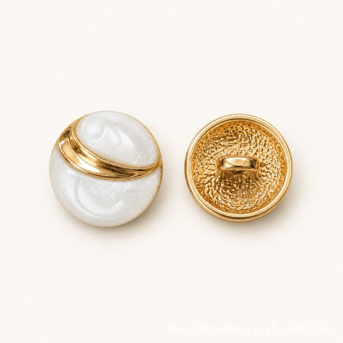 11.5MM White Round Embossed Double-Stripe Metal Shank Buttons 20pcs