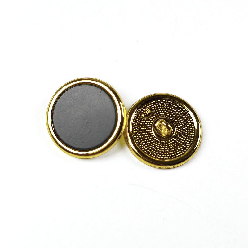 Black Round Flat Metal Shank Buttons with Gold & Silver Rim 20pcs Gold