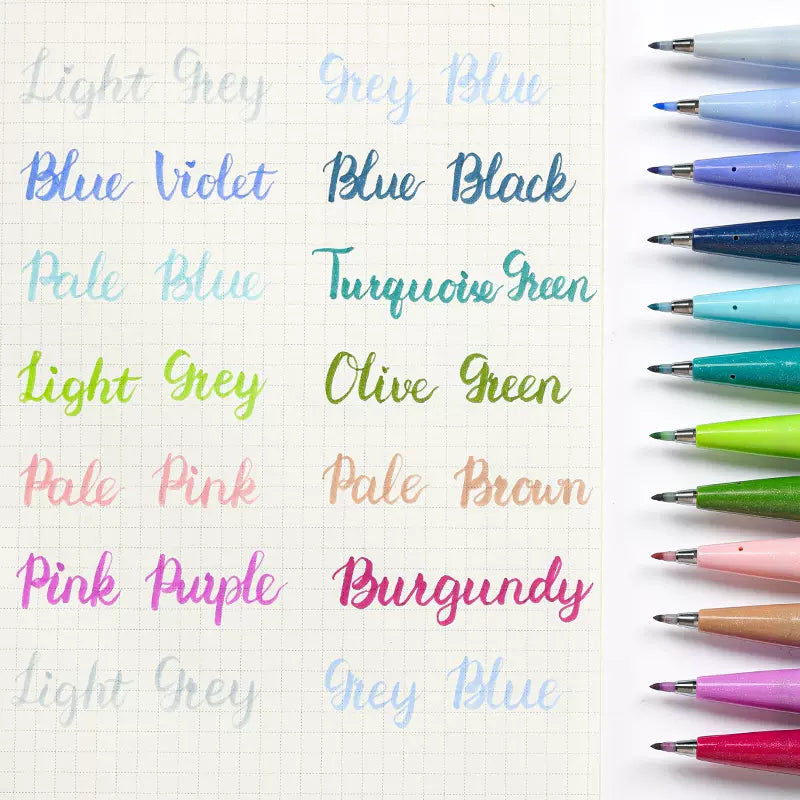 Pentel Fude Touch Sign Pen, rotulador como trazo de pincel, paquete de 12