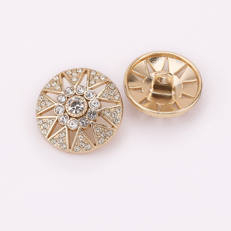 Hollow Star Crystal Metal Shank Buttons Set of 20 Light Gold