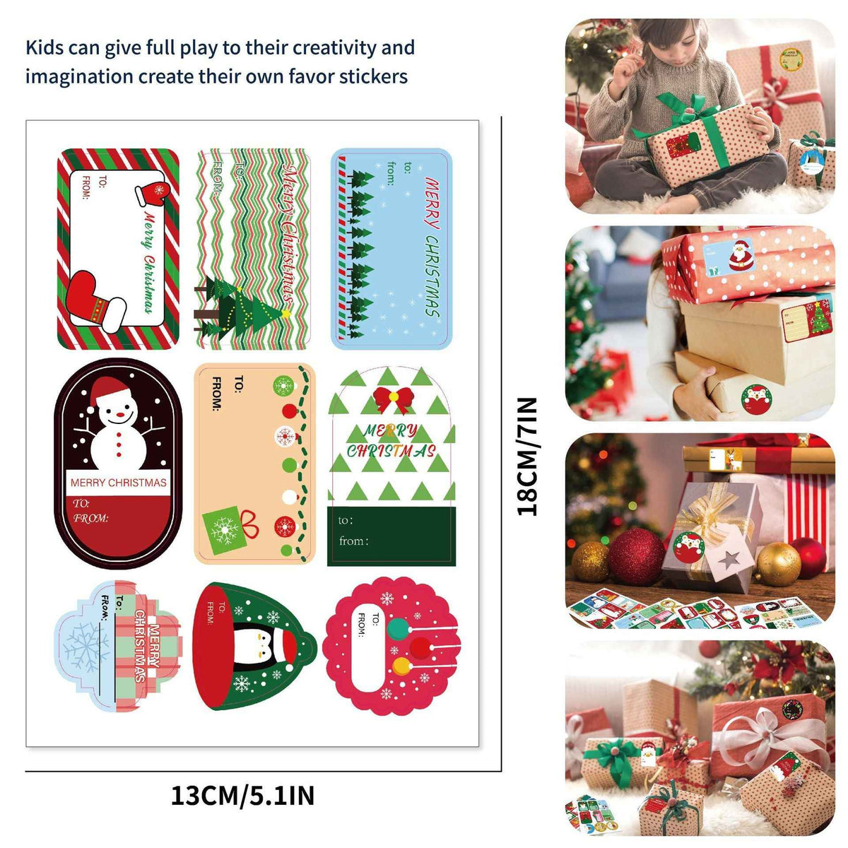 216 stuks kerstlabel van en naar stickers voor het inpakken van geschenkdozen