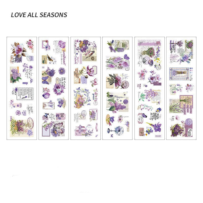 Four Seasons Plants PET Journal Stickers – 8 Designs × 6 Sheets