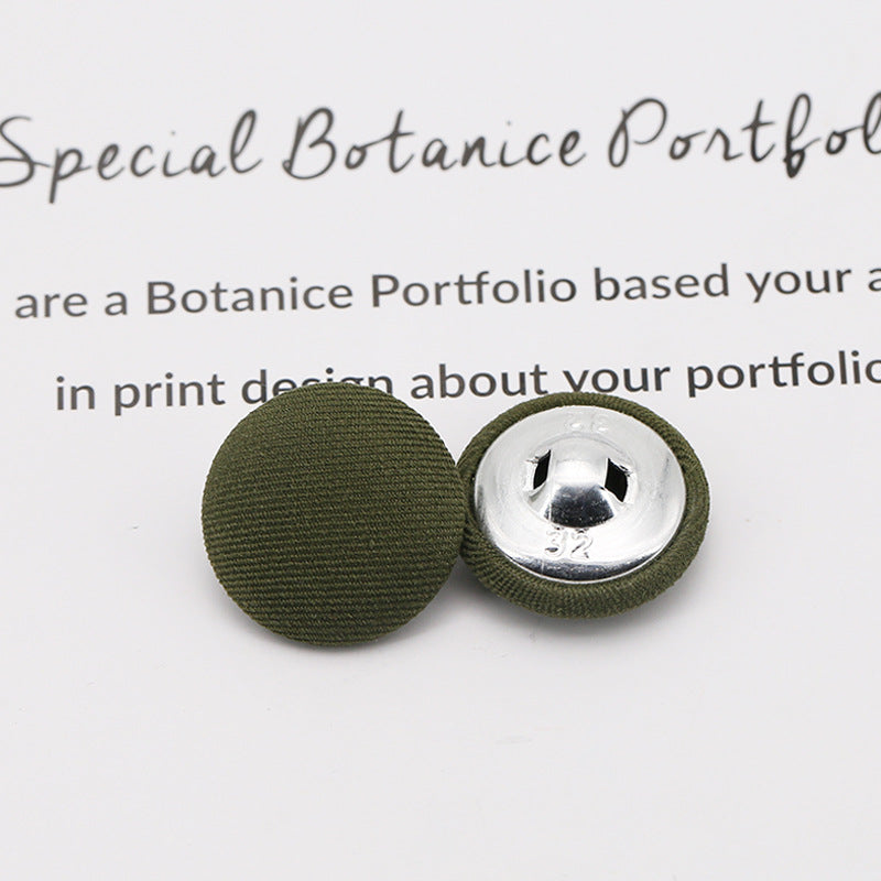 Colorful Round Fabric Covered Shank Buttons,20pcs Army Green
