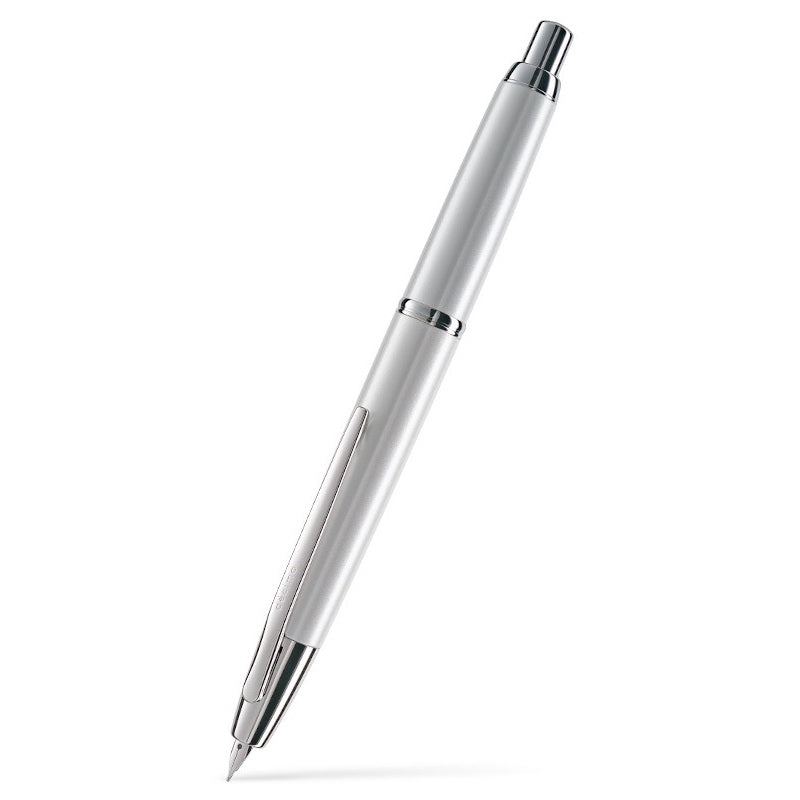 Pilot Capless Decimo Fountain Pen | 18K Gold Nib | Retractable | Aluminum Barrel | CON-40 Converter Included White