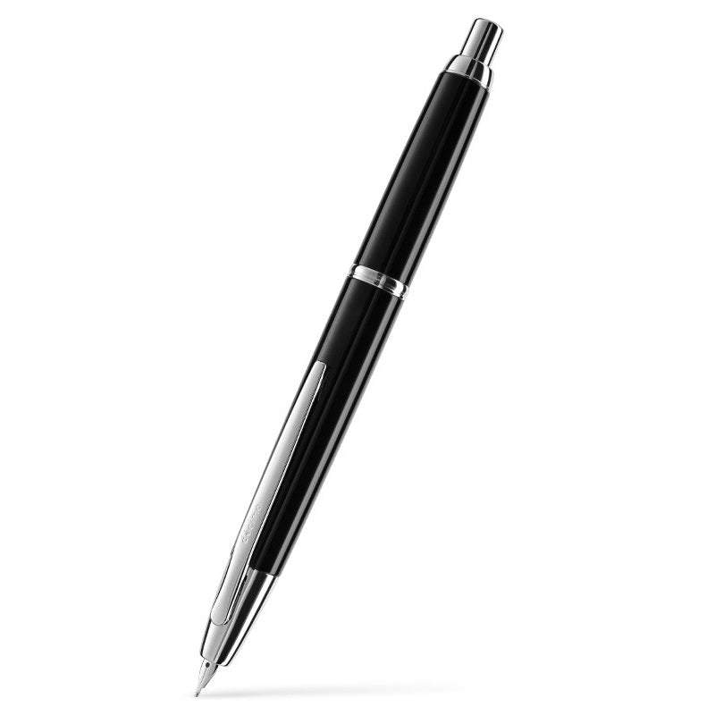 Pilot Capless Decimo Fountain Pen | 18K Gold Nib | Retractable | Aluminum Barrel | CON-40 Converter Included Black