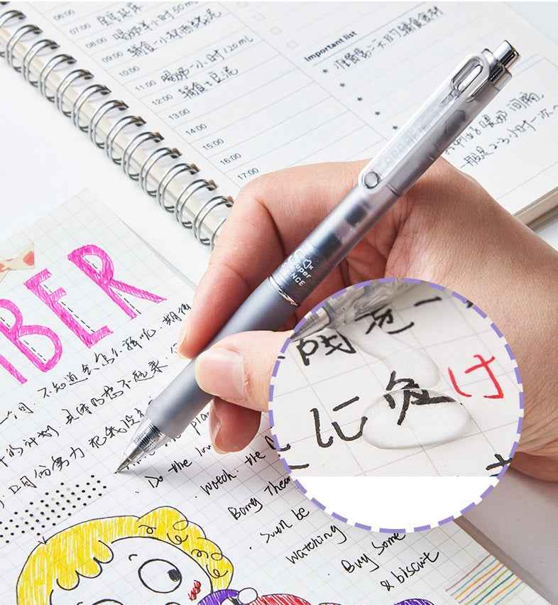 Japanese Penac Silent 0.5MM Click Gel Pen 4 Pack Transparent Barrel