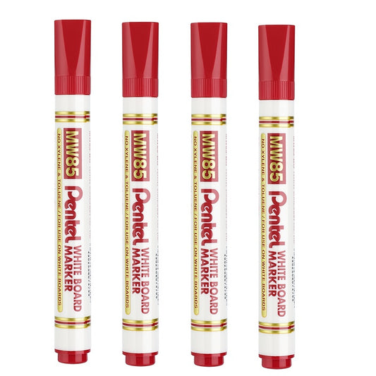 Pentel Everyday Drywipe White Board Markers 2.0mm Bullet Point MW85 4 Pack 4 Red