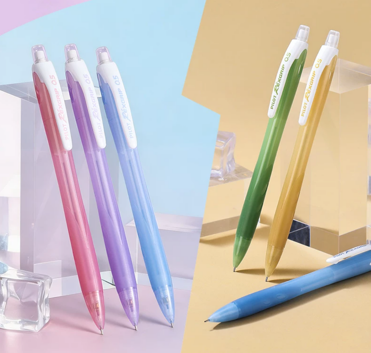 Pilot Rexgrip HRG-10R 0.5 mm Mechanical Pencils, 5-Colour Set