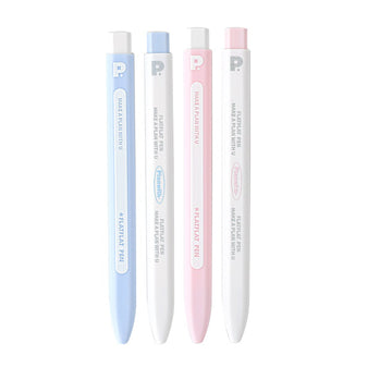 Planwith FlatFlat Clicker Gel Pen 0.5mm Black Ink - 4-Pack Pink Blue White