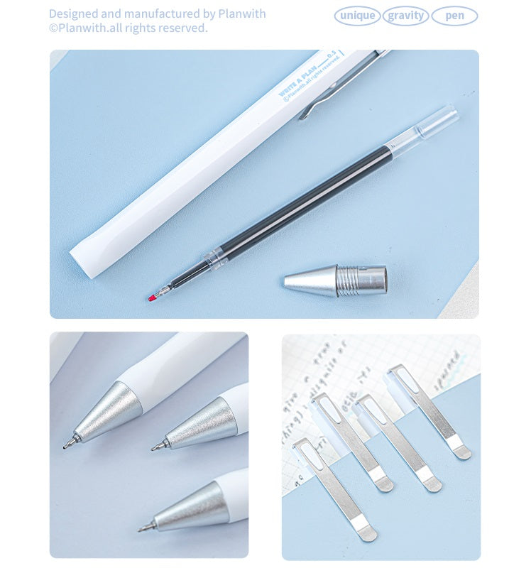 Planwith Low-Center-of-Gravity Clicker Gel Pen Set 6-Pack Black Ink