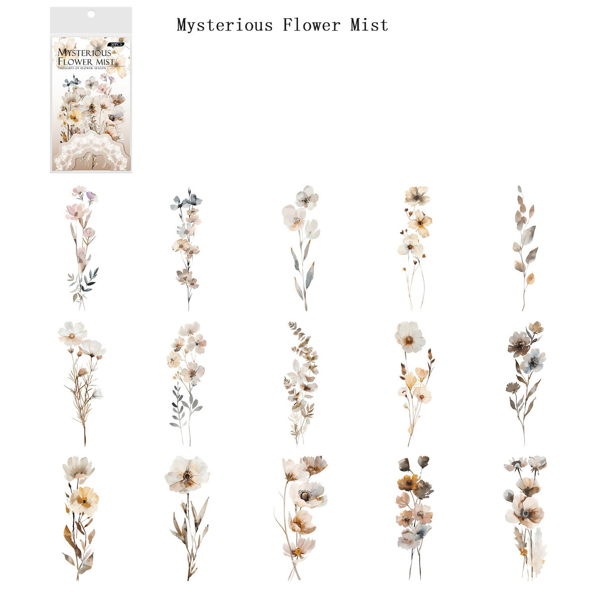 120 Retro Floral PET Sticker Set for Journaling & Scrapbooking