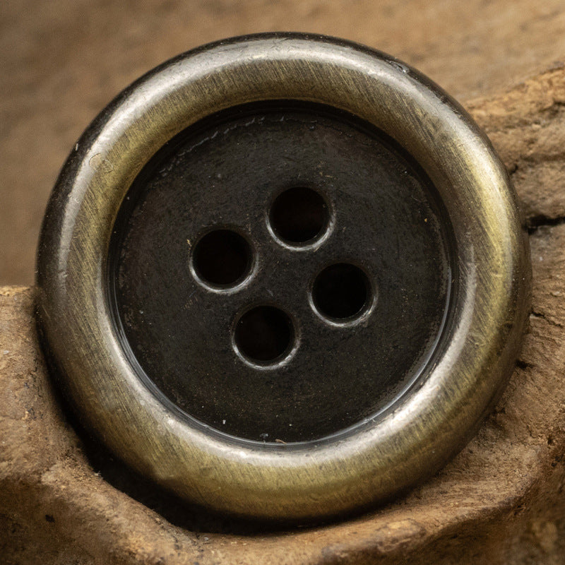 Japanese Round Retro Metal Buttons,4 Hole,10pcs Brushed Bronze